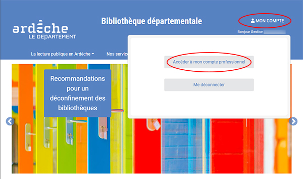 Copie d'écran pour connaitre l'emplacement de Mon compte et d'Accéder à mon compte