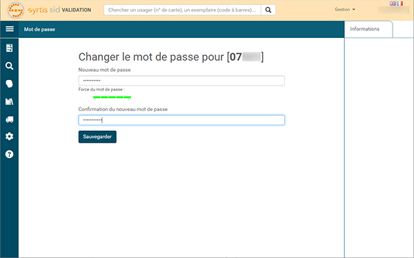 Copie d'écran pour connaitre l'emplacement pour changer son mot de passe