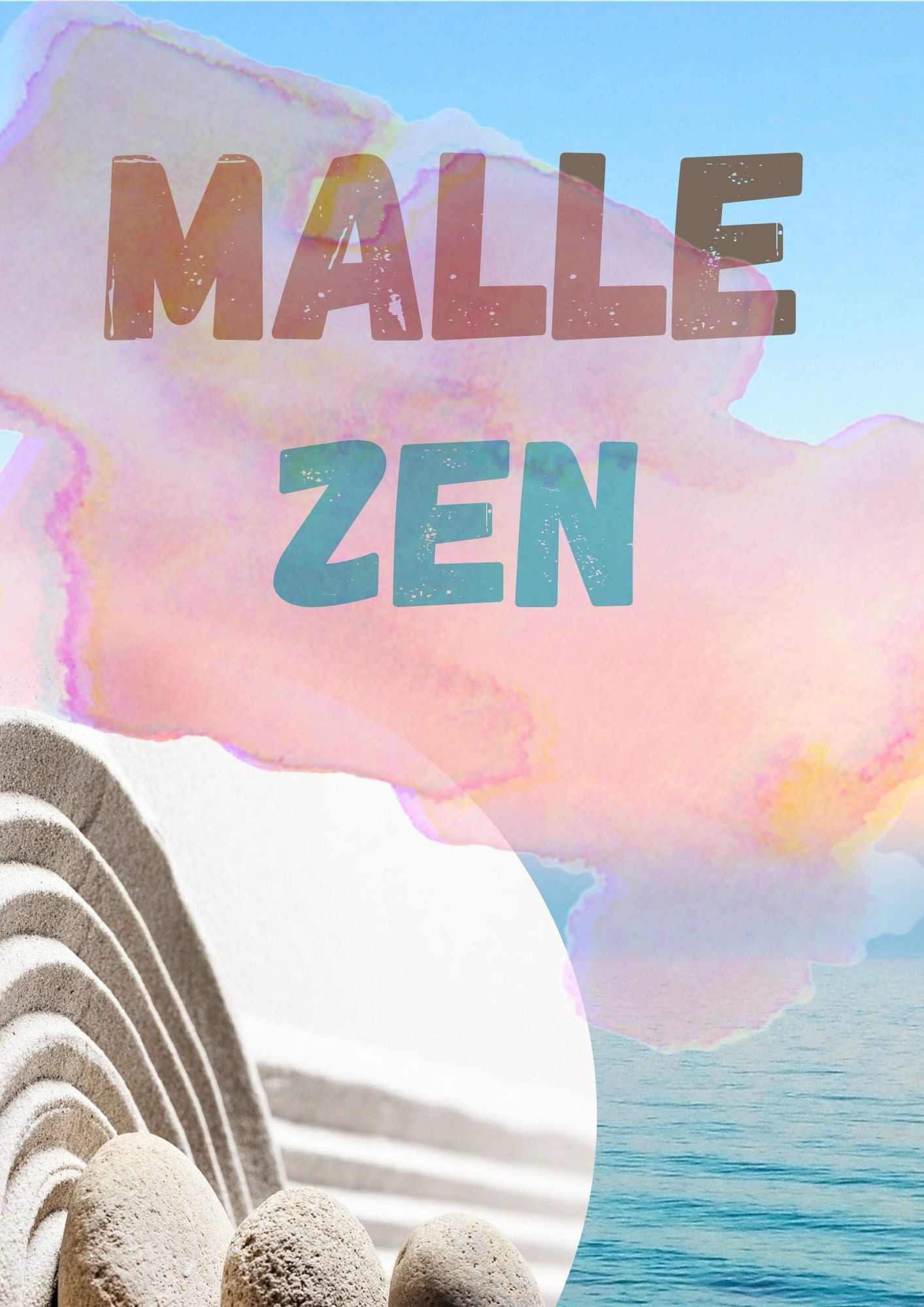 photo d'une illustration rose et bleue avec la mention zen