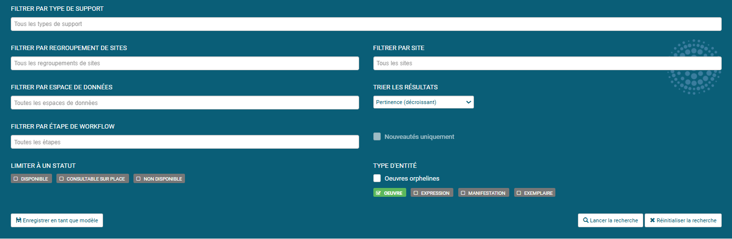 copie d'écran de la deuxième partie du formulaire de recherche avancée