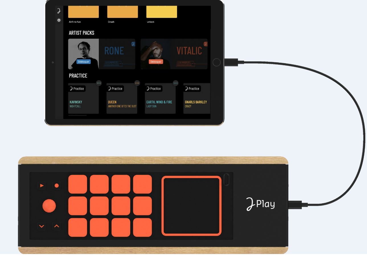 photo d'une tablette reliée à la board jouéplay