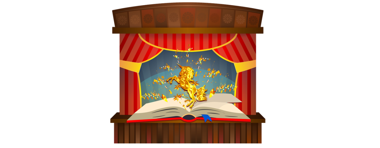 illustration d'une scène de théâtre avec un cheval debout sur ses pattes arrières - Pixabay