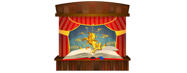 illustration d'une scène de théâtre avec un cheval debout sur ses pattes arrières - Pixabay