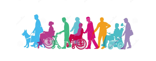 silhouettes colorées de personnages avec un handicap - de Norbert Buchholz